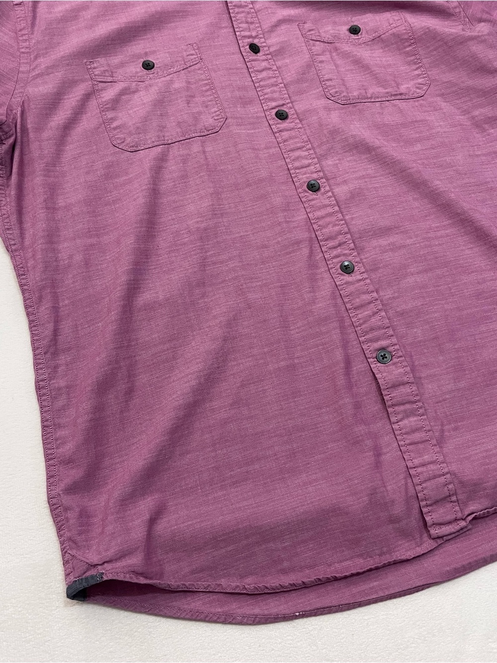 Express Soft Wash Men's Short-Sleeve Collar Button-Down Shirt Pink / Purple L - Picture 2 of 15